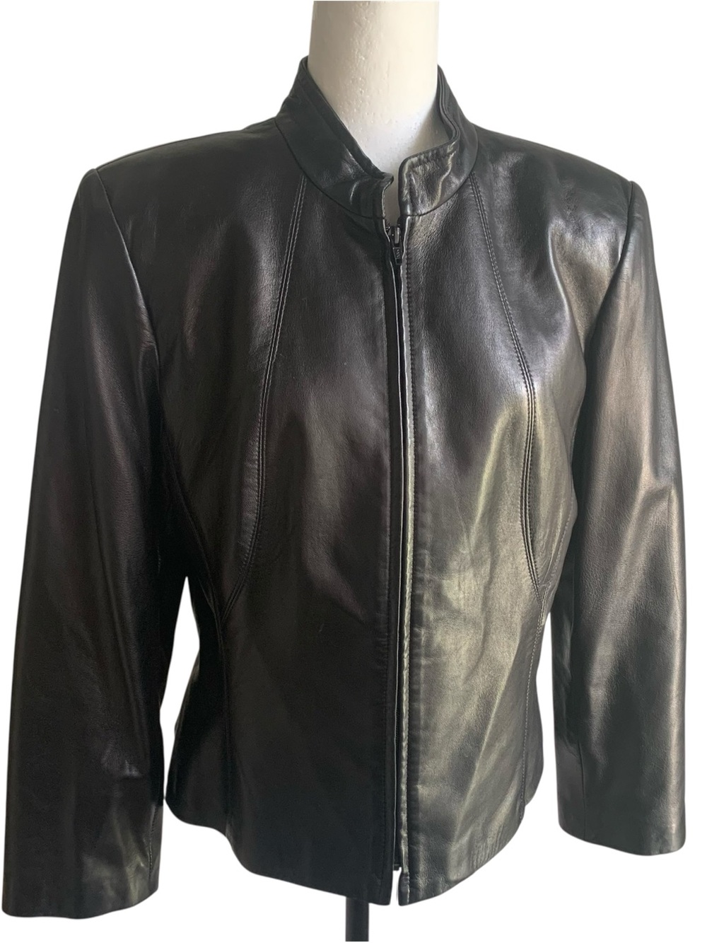 Danier Leather Jacket Black Blazer Tailored Taper 90's-2000s Timeless Classic L - Picture 3 of 16